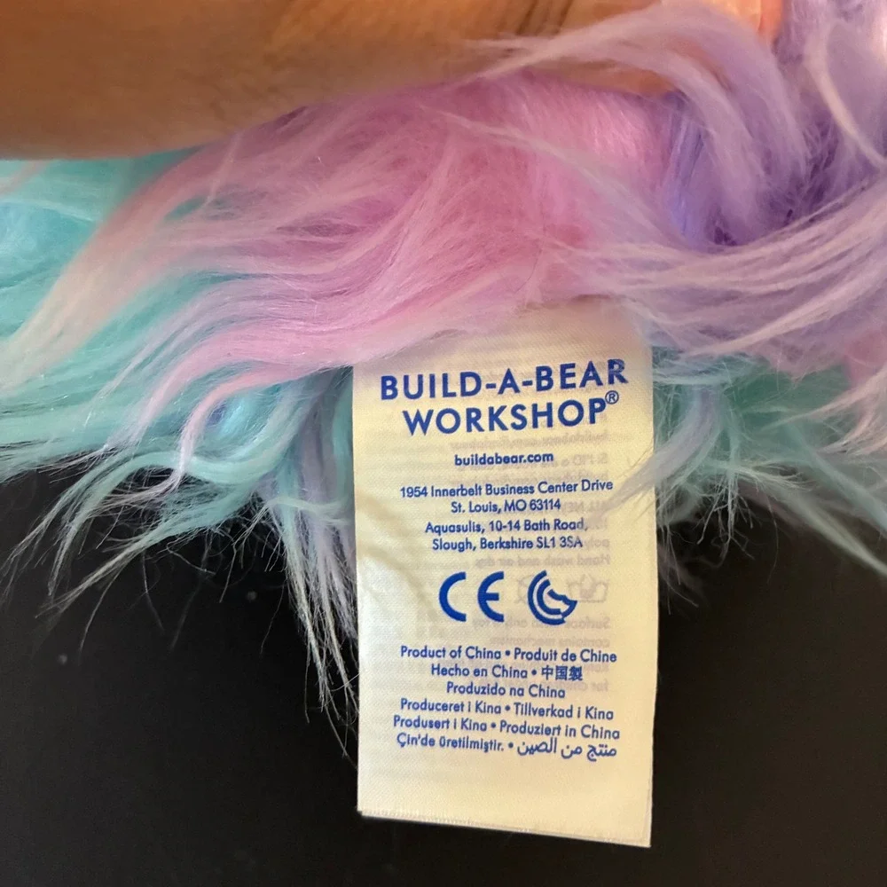 Build a Bear Pastel Fuzzy Bunny Multicolor Plush Toy Stuffed Animal 2019 Rainbow